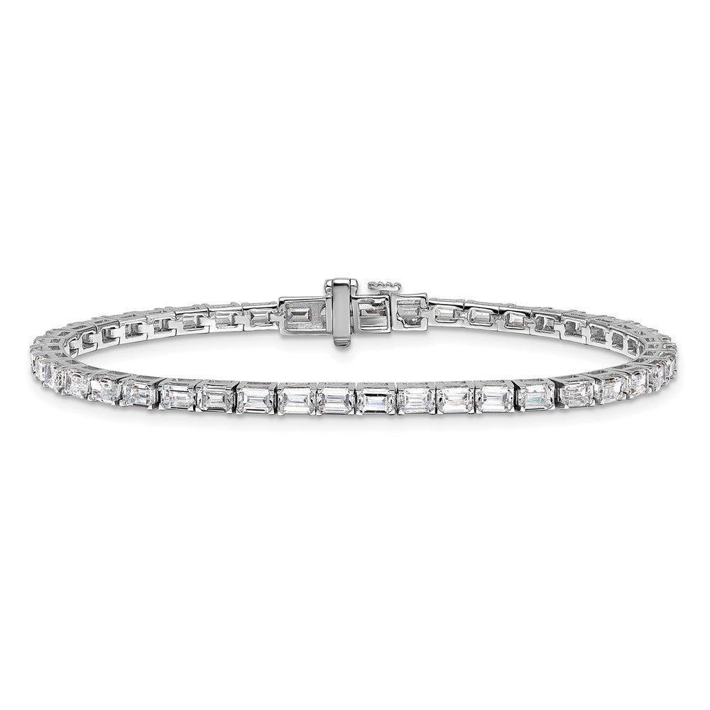 14k White Gold 7 carat Lab Grown Diamond VS/SI+ G+ Complete Emerald Tennis Bracelet