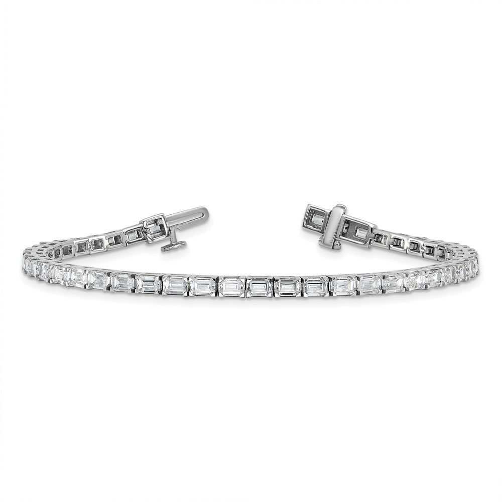 14k White Gold 7 carat Lab Grown Diamond VS/SI+ G+ Complete Emerald Tennis Bracelet
