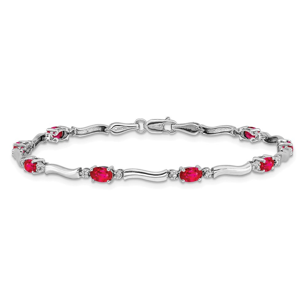 10k White Gold Diamond and Ruby Bracelet