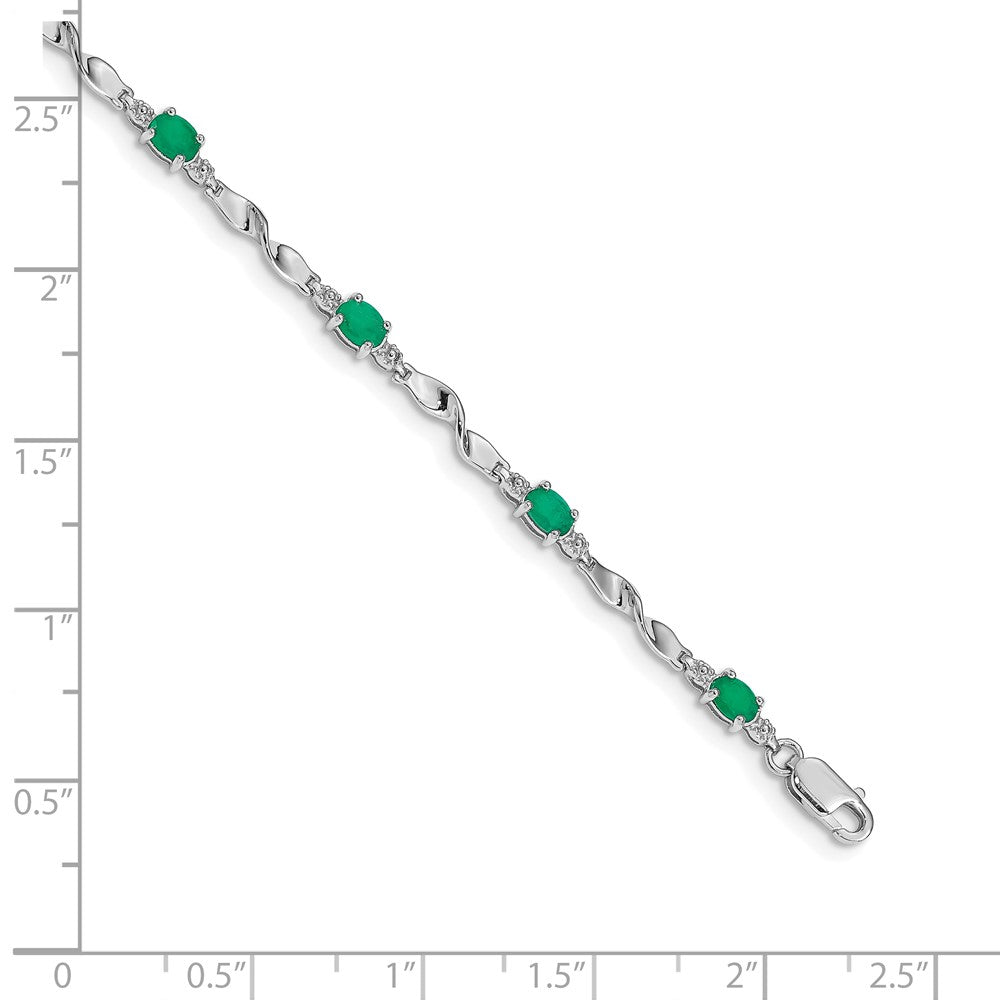 10k White Gold Diamond and Emerald Bracelet