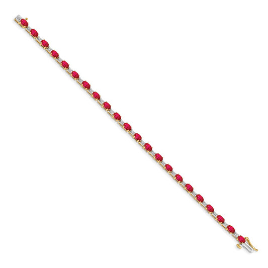 10k 1/10 carat Diamond and Oval Ruby 7 inch Bracelet