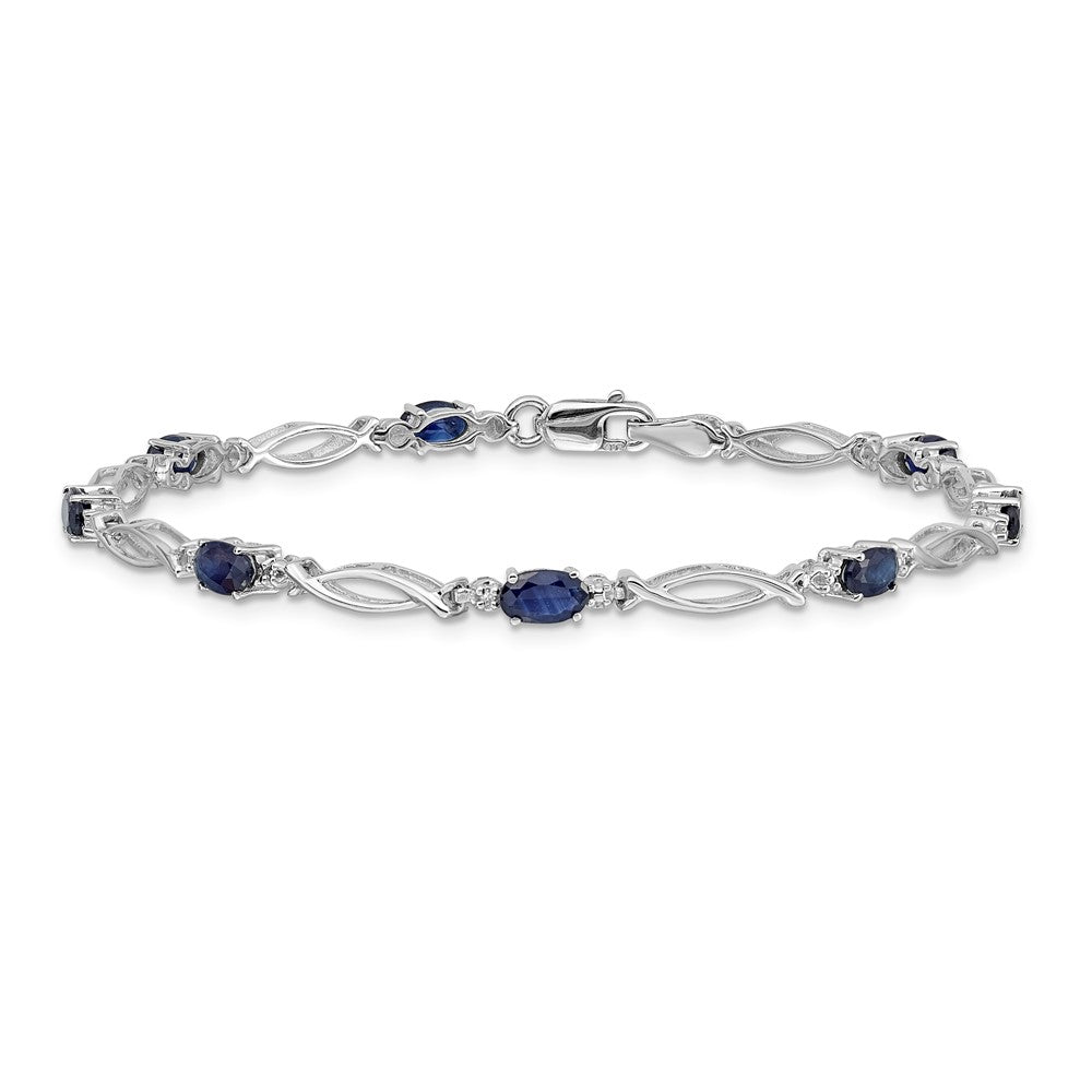 10k White Gold Diamond and Sapphire Bracelet