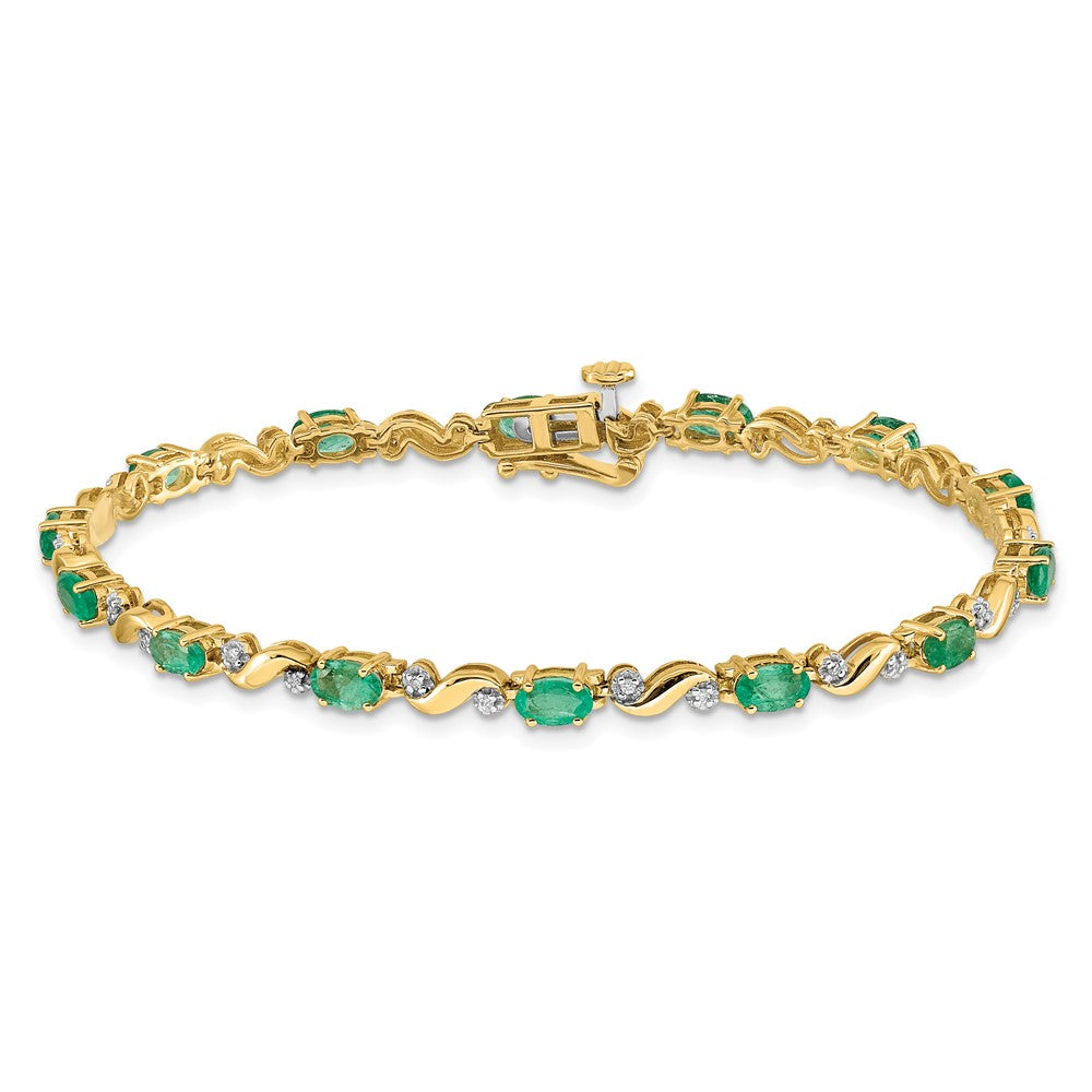 10k Diamond and Emerald Bracelet