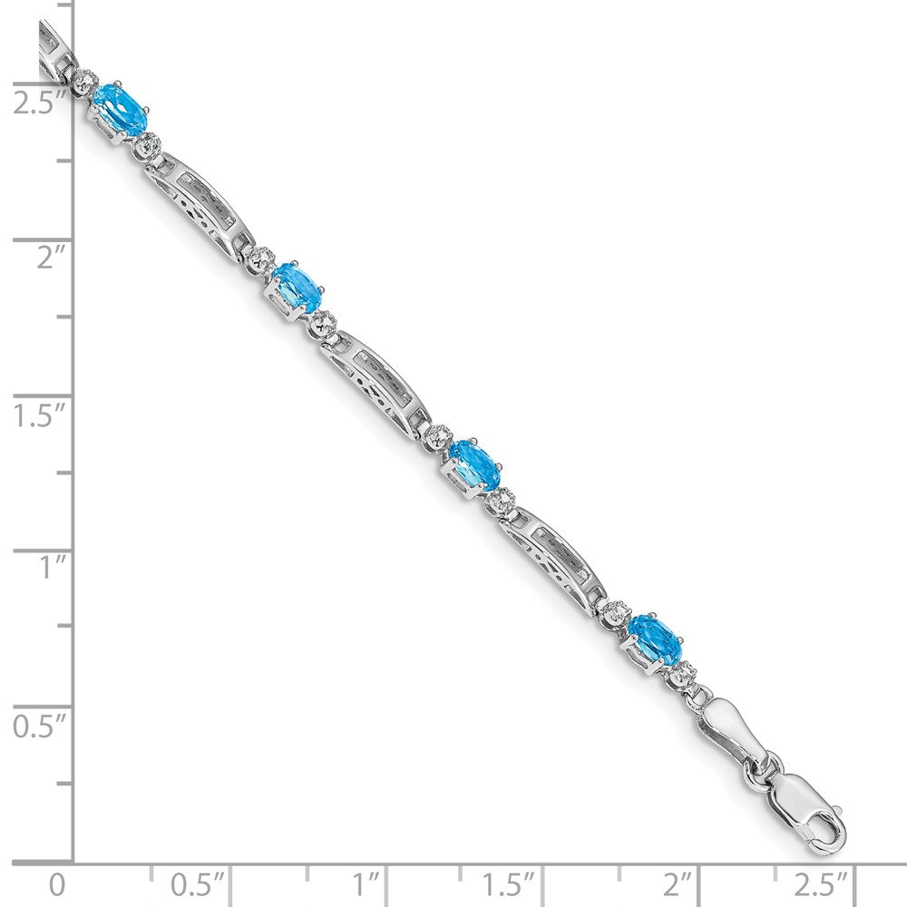 10k White Gold Diamond and Blue Topaz Bracelet