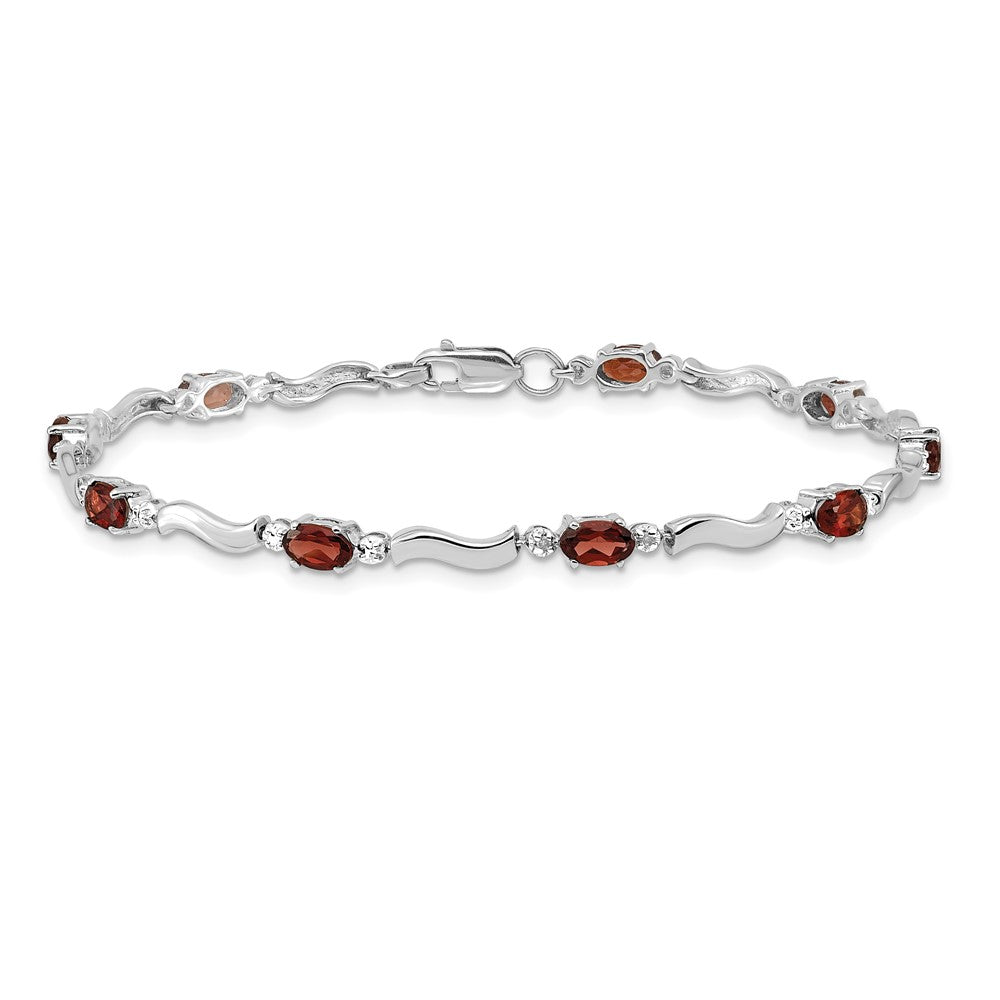 10k White Gold Fancy Diamond and Garnet Bracelet