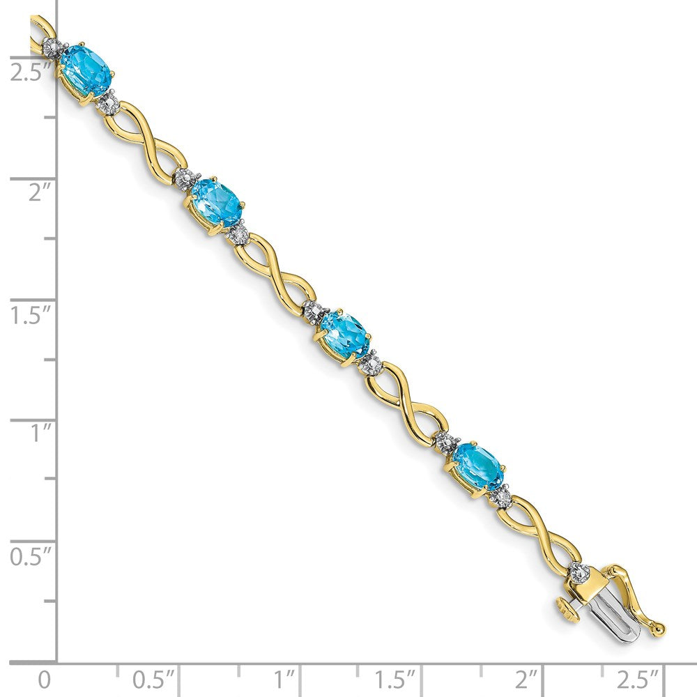 10k Blue Topaz and Diamond Infinity Bracelet