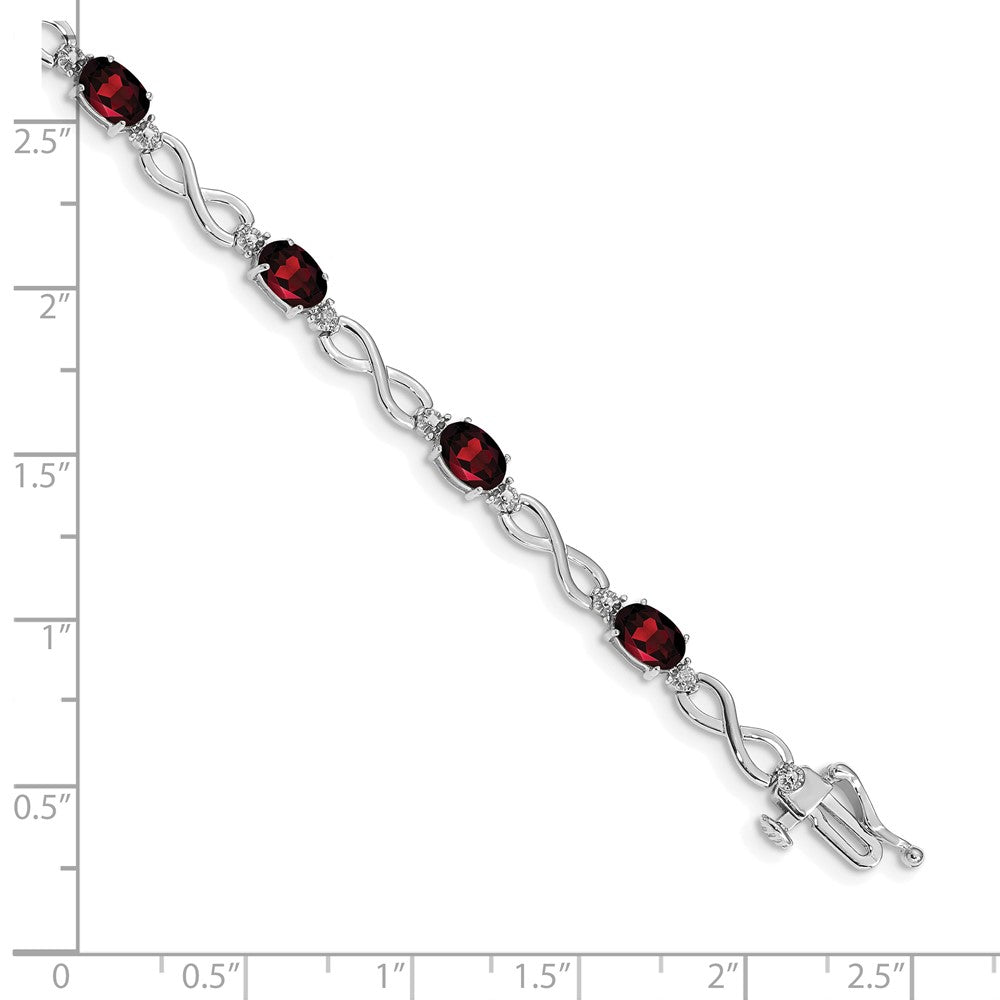 10k White Gold Garnet and Diamond Infinity Bracelet