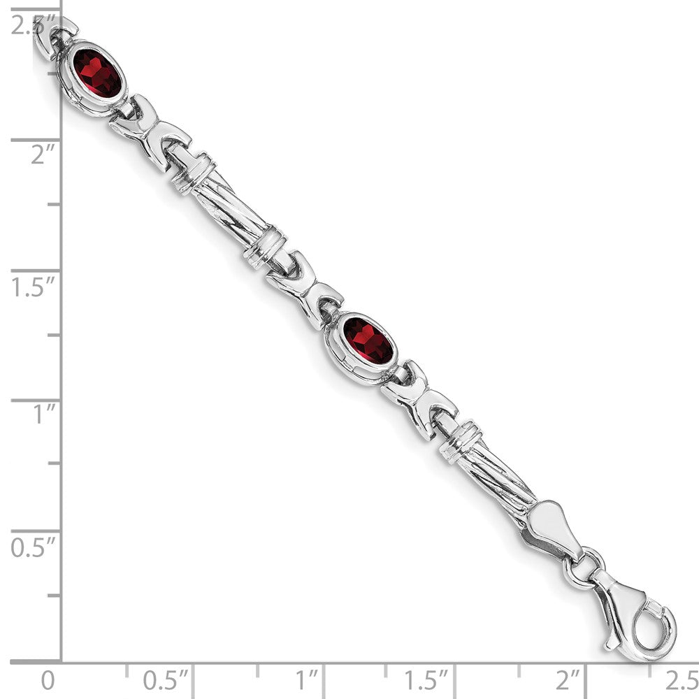 10k White Gold Garnet 4 Stone Bracelet
