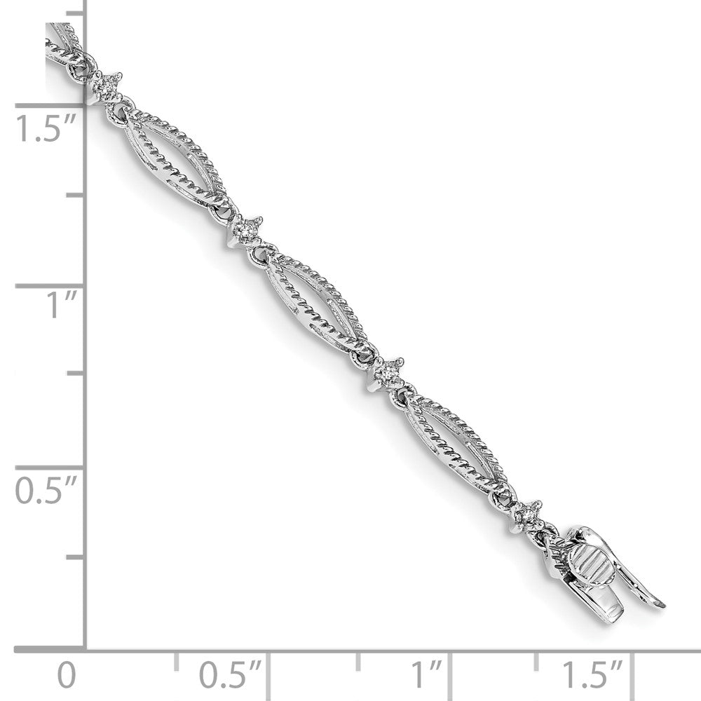 10k White Gold 1/20 carat Diamond 7 inch Bracelet
