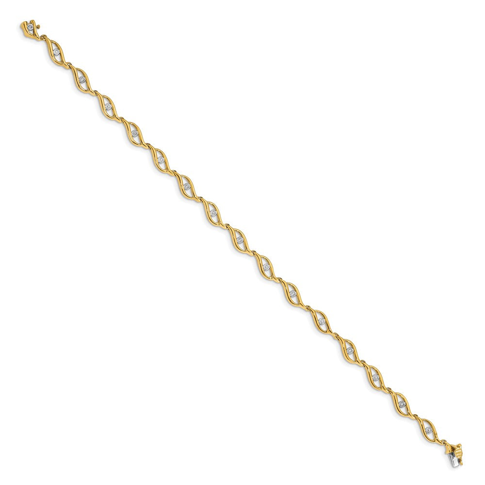 10k Gold Diamond 7.5in Link Bracelet