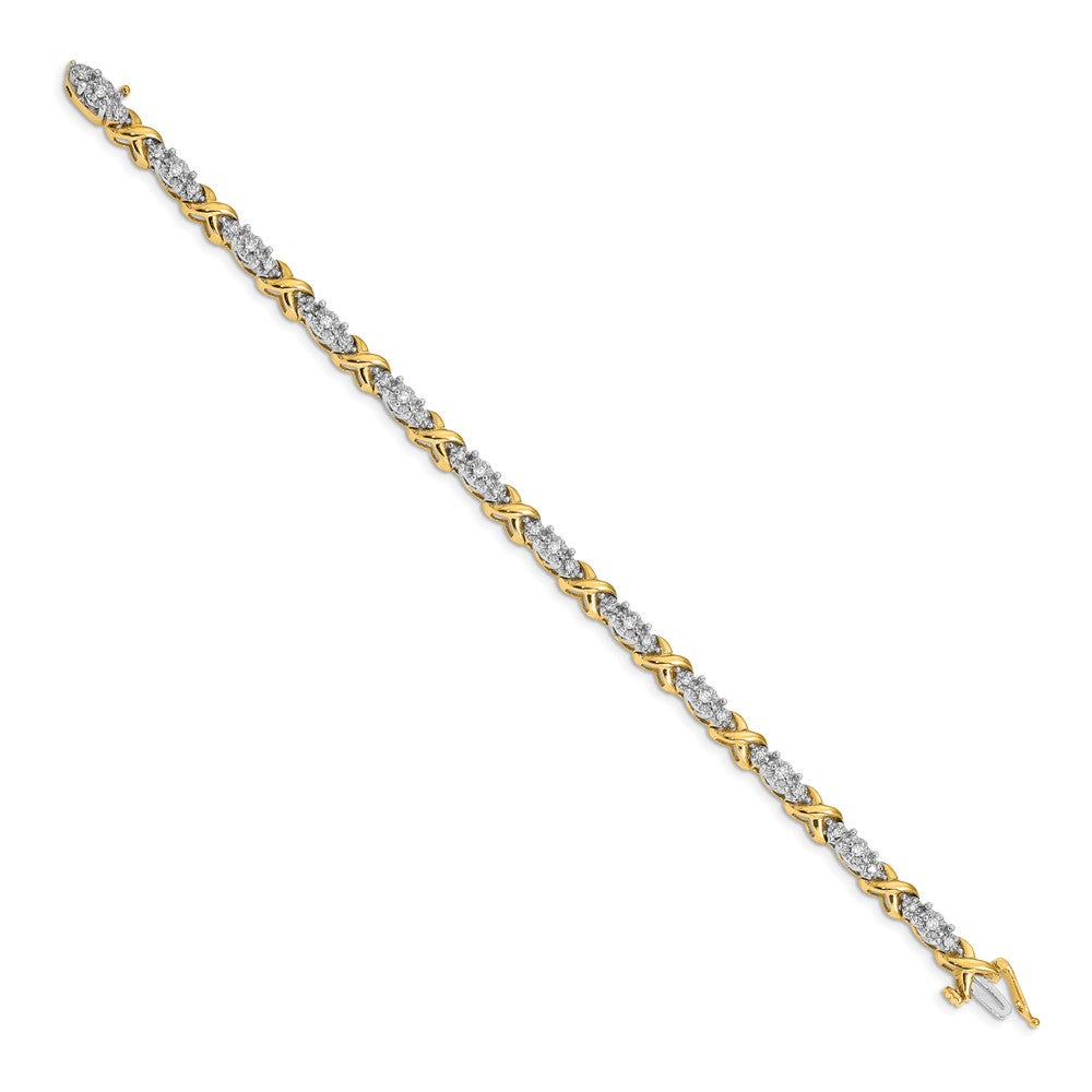 14k Two-Tone 1/2 carat Lab Grown Diamond VS/SI+ G+ Complete 7 inch X Fancy Bracelet