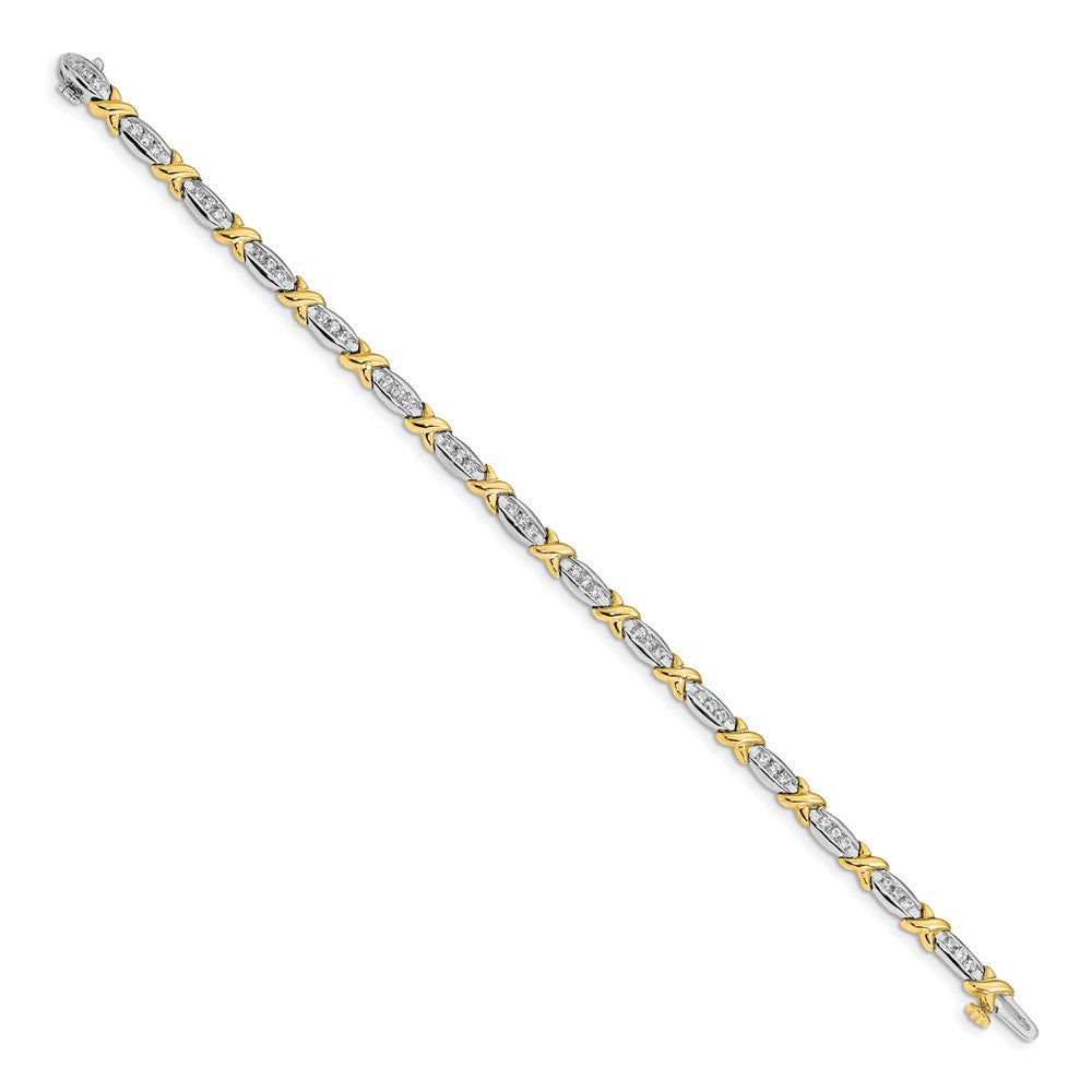14k Two-Tone 1 carat Lab Grown Diamond VS/SI+ G+ Complete 6.5 inch Tennis Bracelet