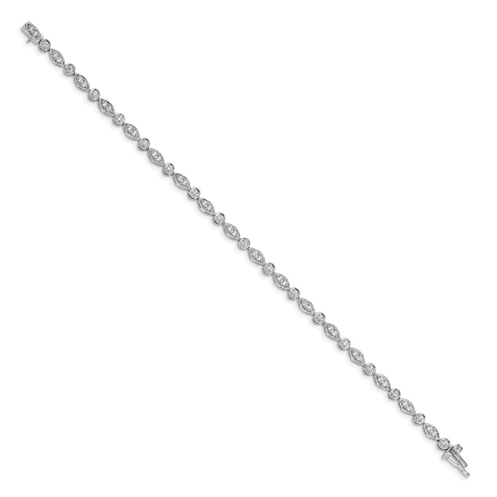 14k White Gold 3/4 carat Lab Grown Diamond VS/SI+ G+ Complete 7 inch Fancy Bracelet