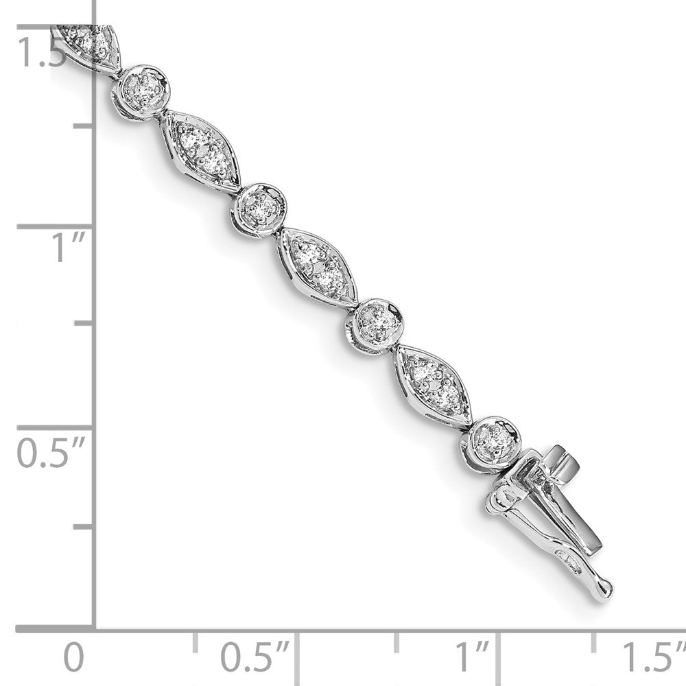 14k White Gold 3/4 carat Lab Grown Diamond VS/SI+ G+ Complete 7 inch Fancy Bracelet