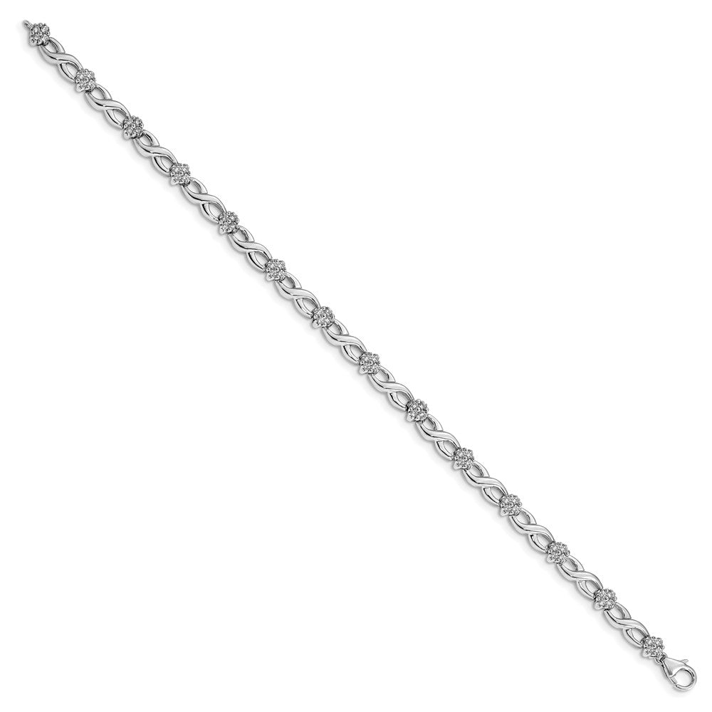 14k White Gold 1 carat Lab Grown Diamond VS/SI+ G+ Complete 7 inch Flower Infinity Bracelet