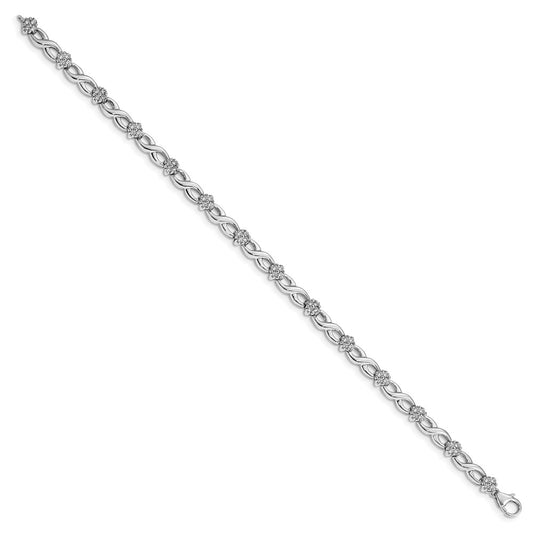 14k White Gold 1 carat Lab Grown Diamond VS/SI+ G+ Complete 7 inch Flower Infinity Bracelet
