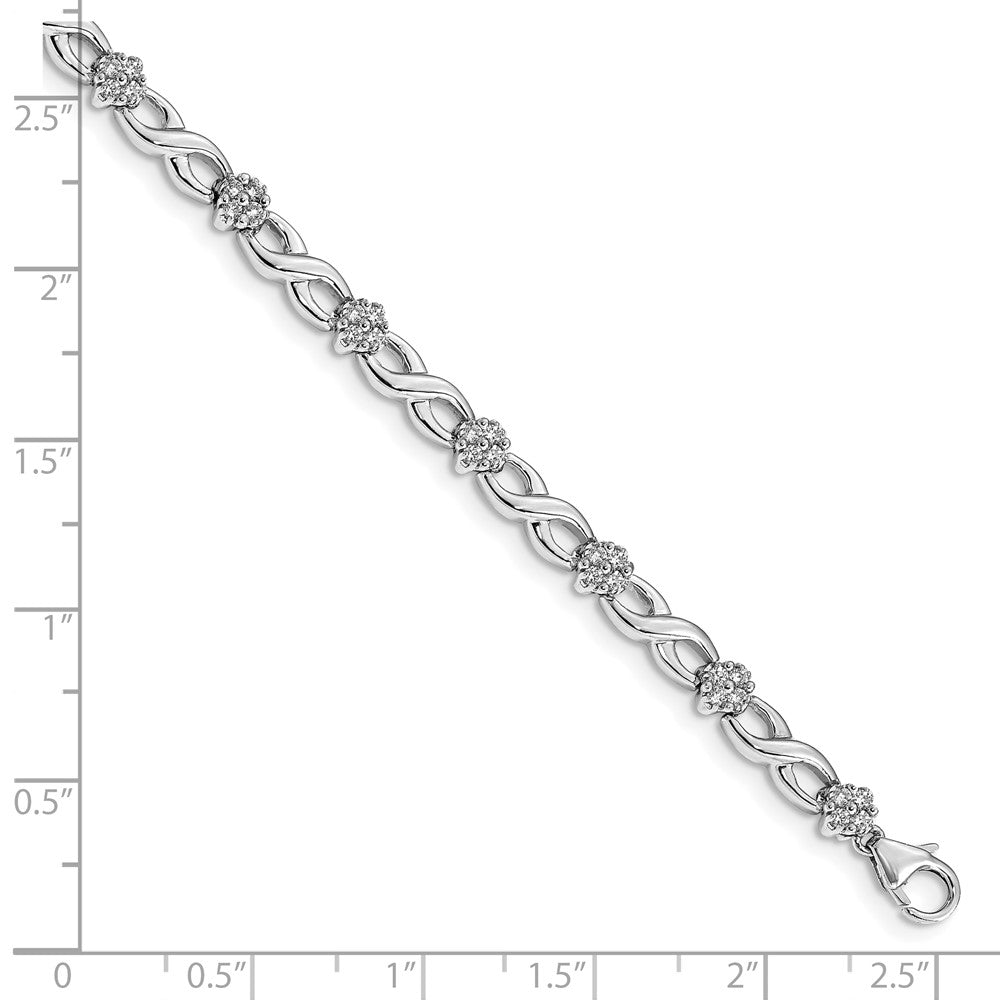 14k White Gold 1 carat Lab Grown Diamond VS/SI+ G+ Complete 7 inch Flower Infinity Bracelet