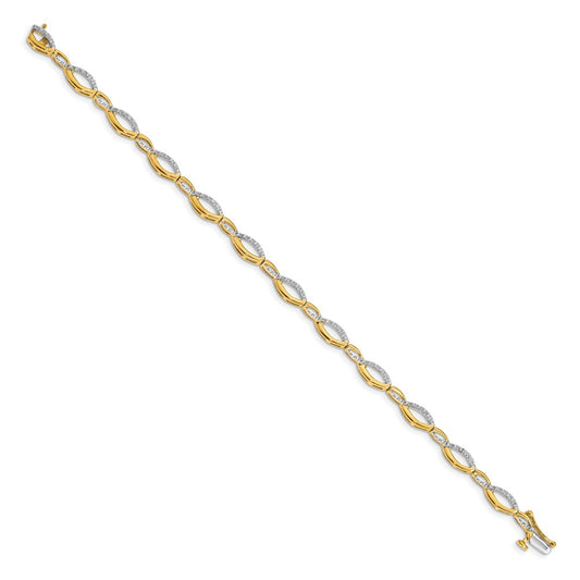 10k 1/4 carat Diamond Oval Link 7 inch Bracelet
