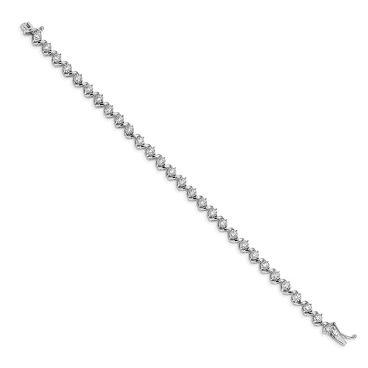 14k White Gold 2 carat Lab Grown Diamond VS/SI+ G+ Complete 7.25 inch Fancy Tennis Bracelet