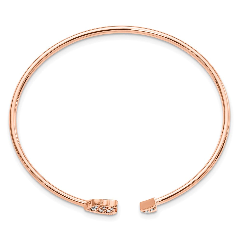 14k Rose Gold 1/10 carat Lab Grown Diamond VS/SI+ G+ Complete Arrow Cuff Flexible Bangle Bracelet