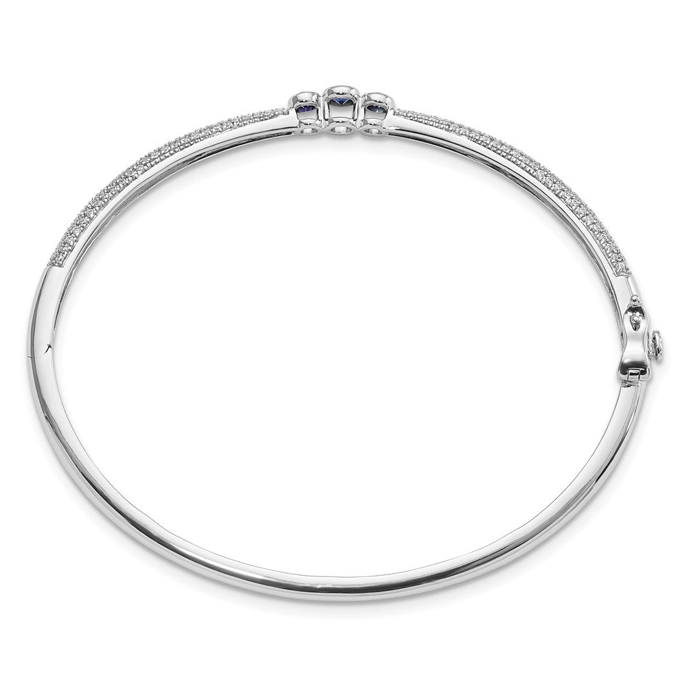 14k White Gold 7/8 carat Lab Grown Diamond VS/SI+ G+ and Lab Created Ruby Bangle Bracelet