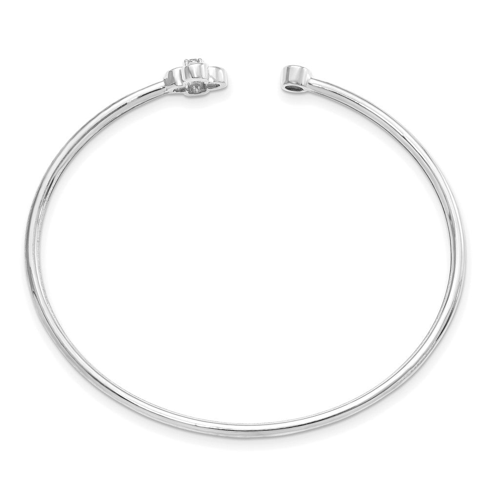 14k White Gold 1/6 carat Lab Grown Diamond VS/SI+ G+ Complete Floral Flexible Bangle Bracelet