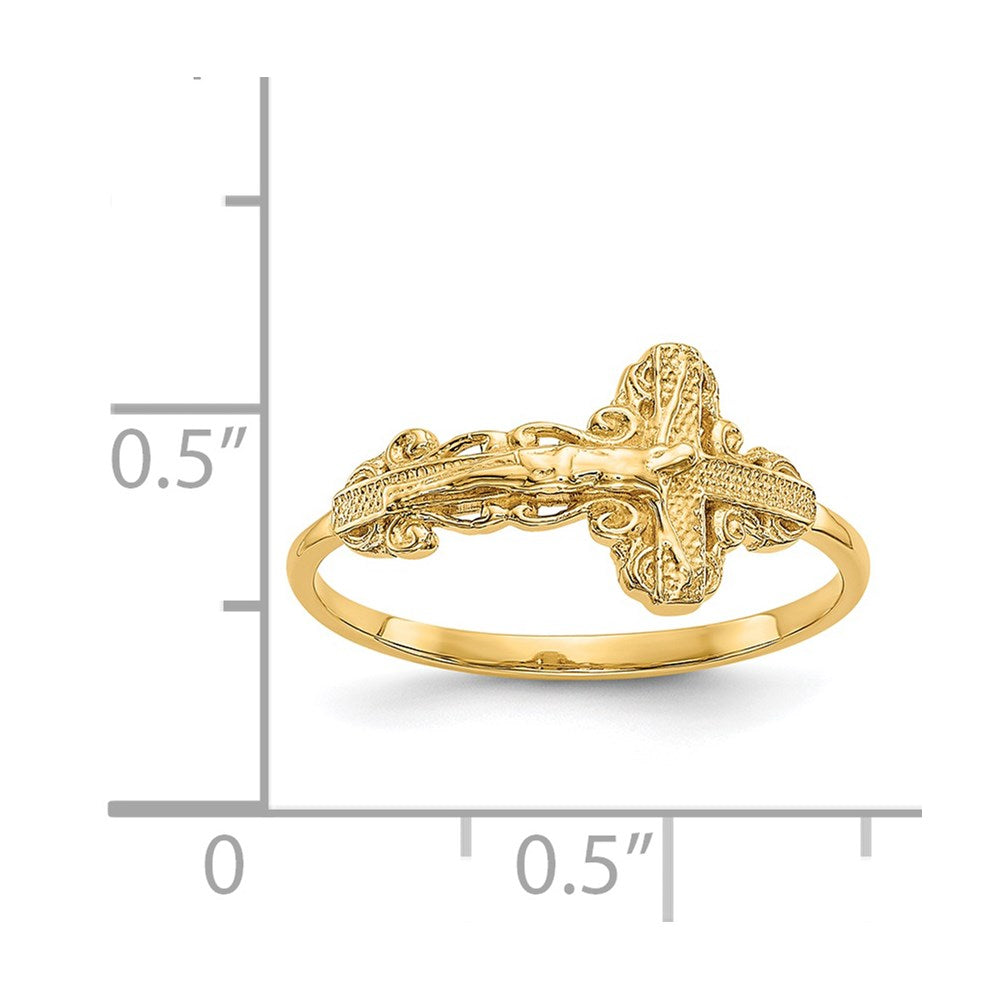 10k Diamond-Cut Crucifix Ring