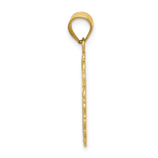 14k Solid Satin Polished Aries Zodiac Oval Pendant