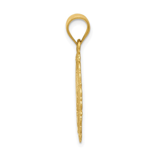 14k Solid Satin Polished Sagittarius Zodiac Oval Pendant