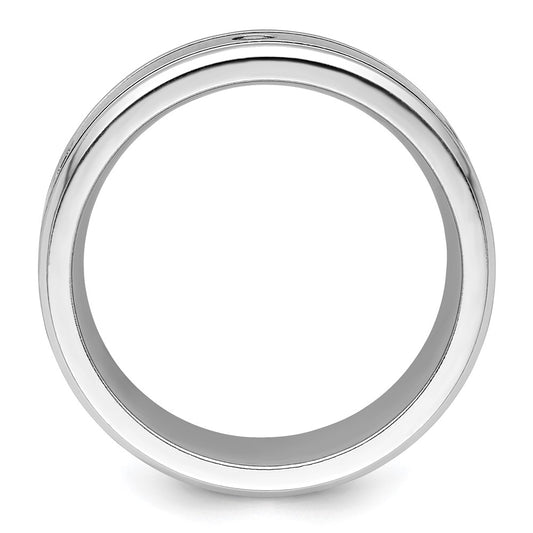 Chisel Cobalt Brushed and Polished with CZ Beveled 8mm Band