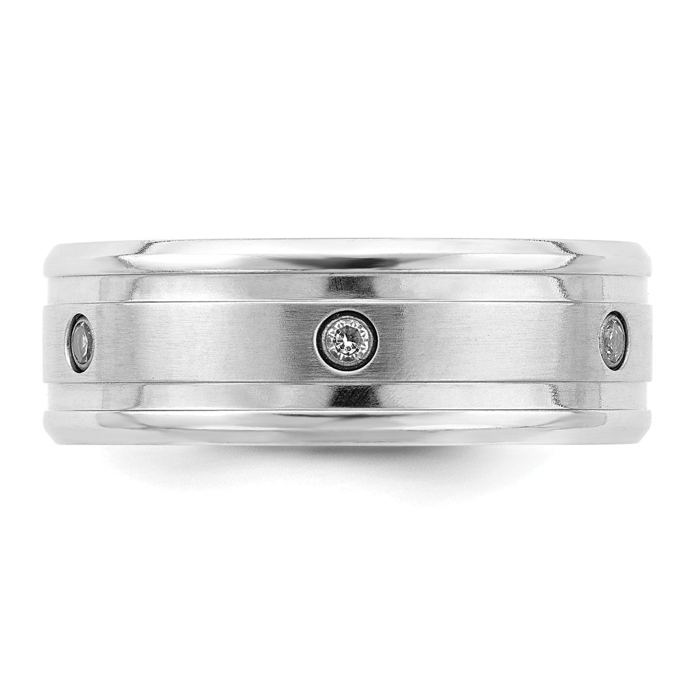 Chisel Cobalt Brushed and Polished with CZ Beveled 8mm Band