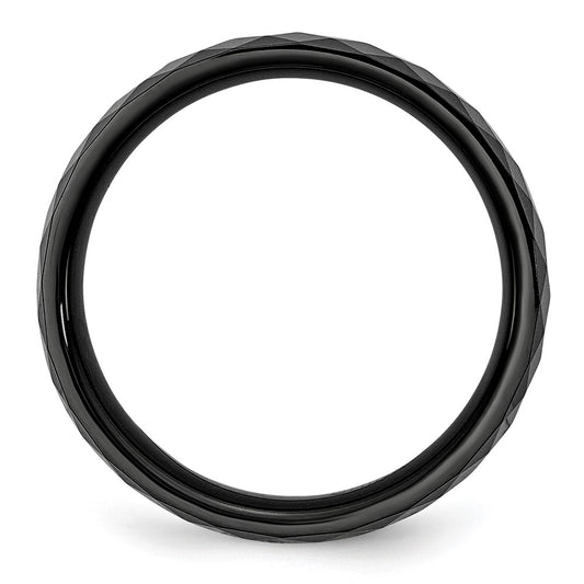 Chisel Ceramic Black 6mm Faceted Polished Band