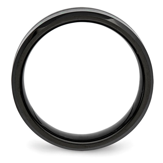 Chisel Ceramic Black with Green Carbon Fiber Inlay Beveled Edge Ring