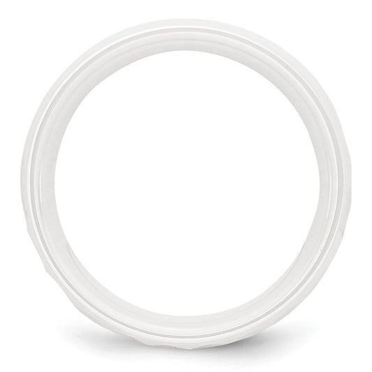 Chisel Ceramic White Faceted 8mm Polished Band
