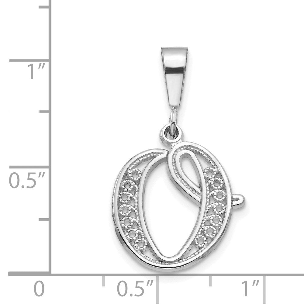 10KW Filigree Initial O Pendant