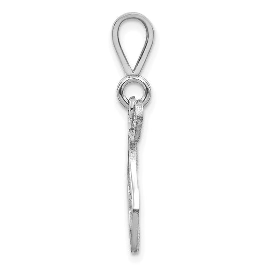 10k White Gold Large Filigree Script Initial T Pendant
