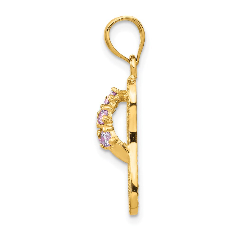 14k 3-D February/Purple CZ Birthstone Flip Flop Pendant