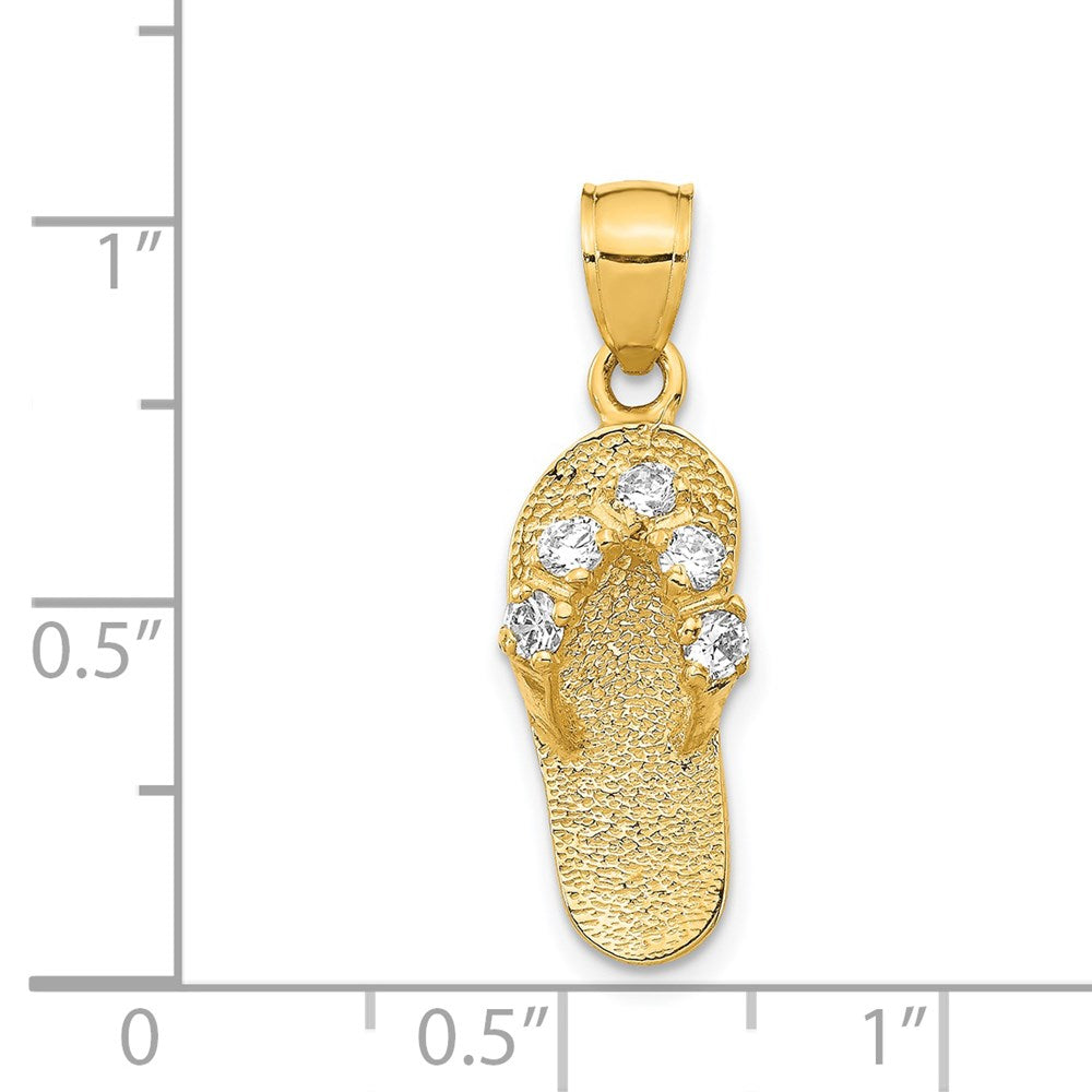 14k 3-D April/White CZ Birthstone Flip Flop Pendant
