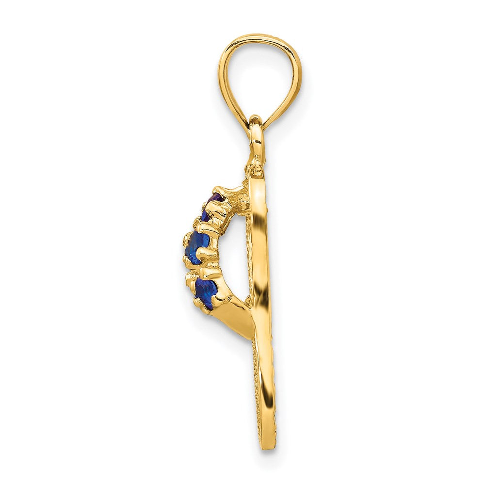 14k 3-D September/Blue CZ Birthstone Flip Flop Pendant