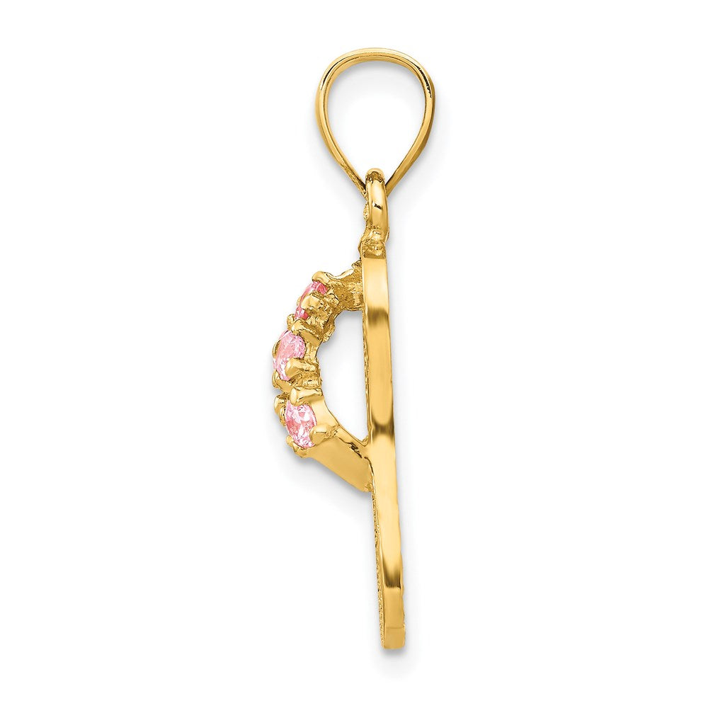 14k 3-D October/Pink CZ Birthstone Flip Flop Pendant