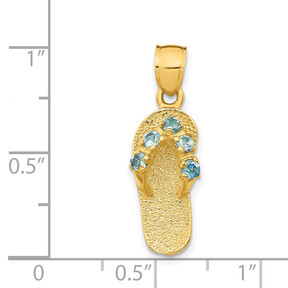 14k 3-D December/Blue CZ Birthstone Flip Flop Pendant