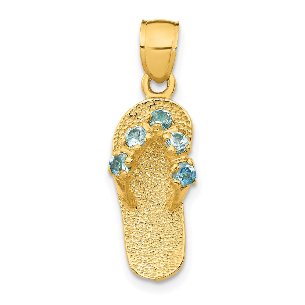 14k 3-D December/Blue CZ Birthstone Flip Flop Pendant