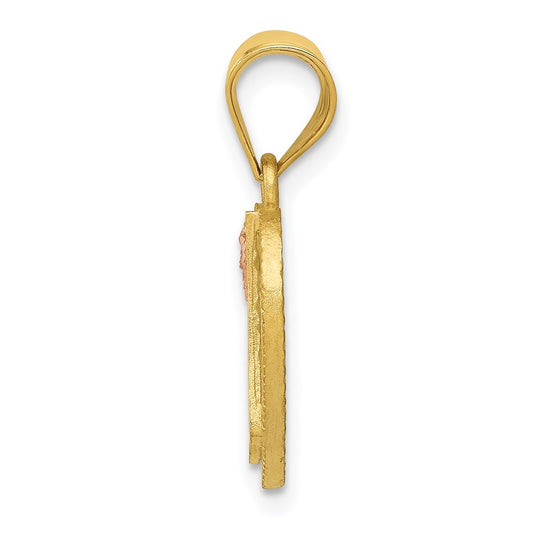 14k Two-Tone Heart Letter A Initial Pendant