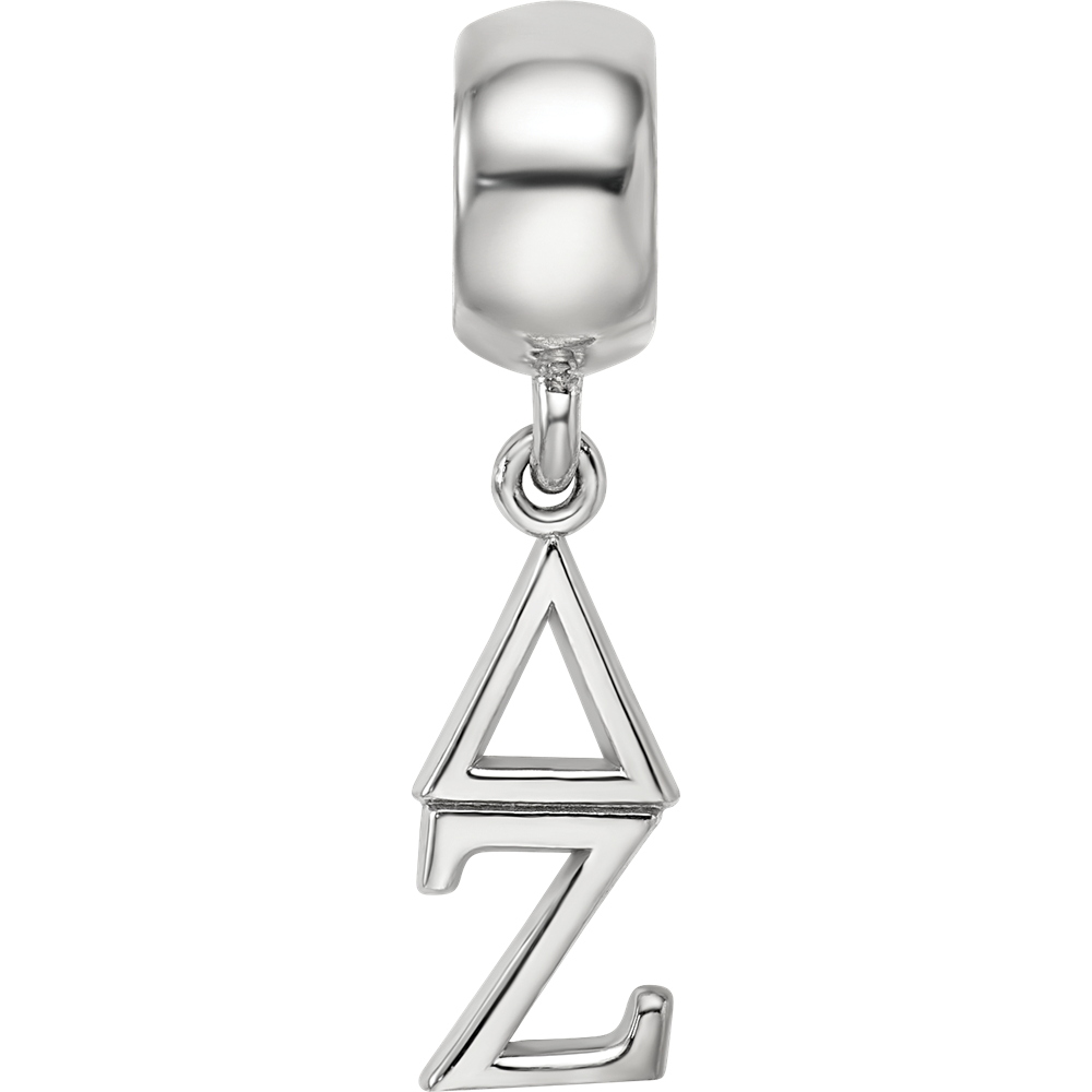 Sterling Silver Rhodium-plated LogoArt Delta Zeta Vertical Letters Bead