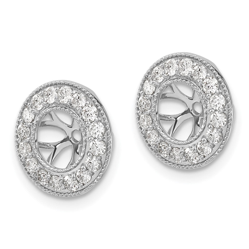 14k White Gold 5/8 carat Lab Grown Diamond VS/SI+ G+ with 6 mm Earring Jacket