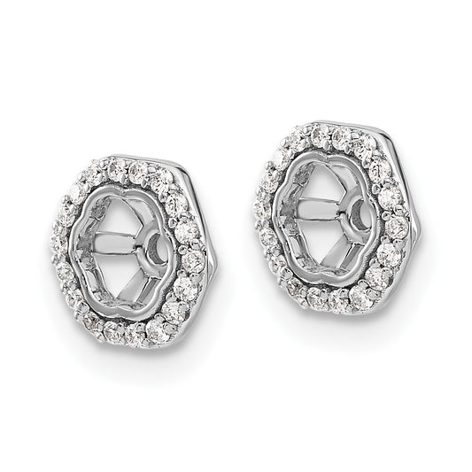 10k White Gold 1/6 carat Diamond 3.75mm Opening Hexagon Earring Jackets