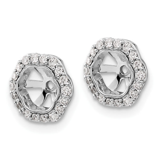 10k White Gold 1/4 carat Diamond 5.00mm Opening Hexagon Earring Jackets