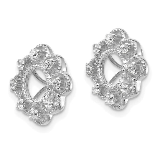 14k White Gold 1/4 carat Lab Grown Diamond VS/SI+ G+ with 4.4 mm Earring Jacket