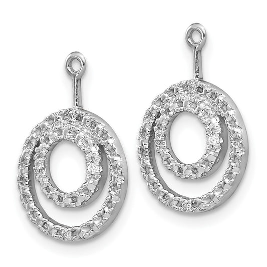 10k White Gold Diamond Double Circle Dangle Earring Jackets