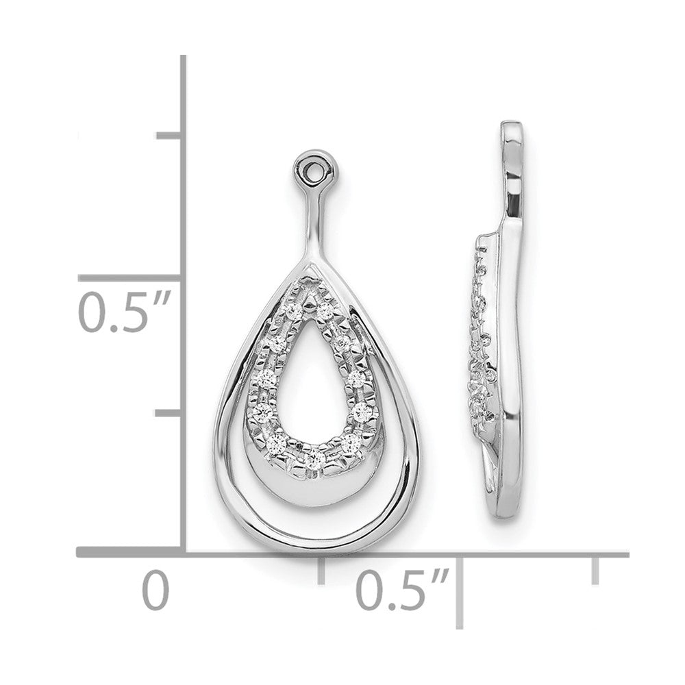 10k White Gold 1/15 carat Diamond Double Teardrop Dangle Earring Jackets